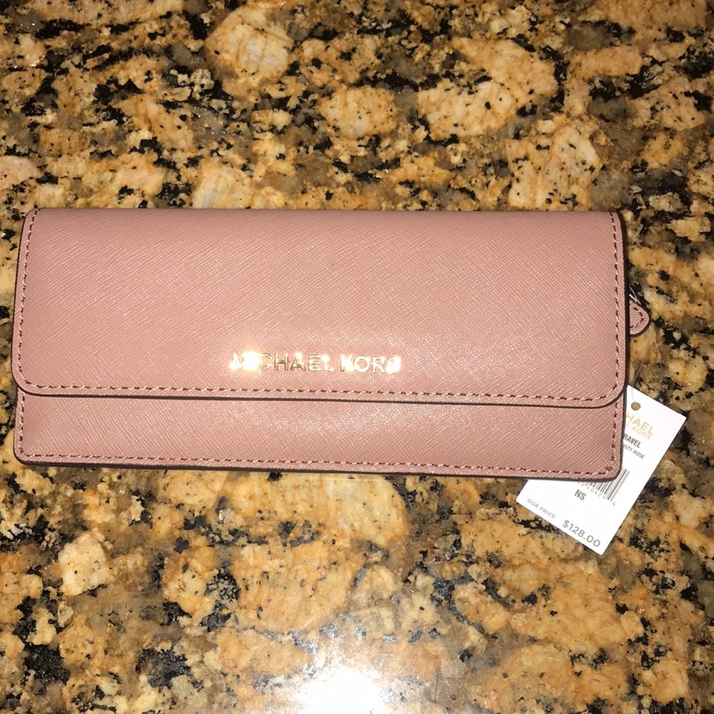 MICHAEL KORS dusty rose flat wallet!!!